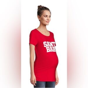 Time and Tru women’s SANTA BABY graphic maternity tee shirt; size: M, L